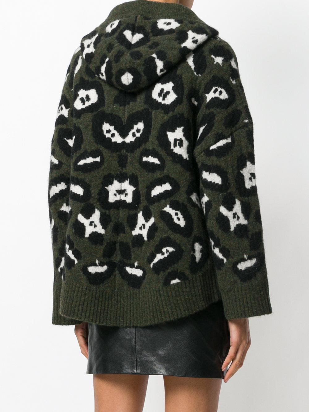 leopard print hooded cardigan