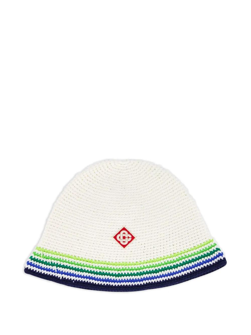 CASABLANCA Crochet-Knit Striped Bucket Hat in Green | Lyst UK