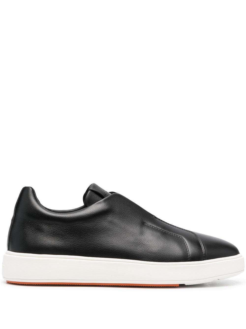 Santoni Elegant Black Leather Slip-Ons Santoni Slip On Bit Loafer with Gumlite Vibram Sole- 011461  main image 4
