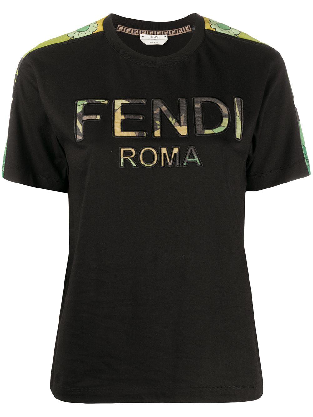 Fendi Cotton Logo T-shirt in Black - Lyst