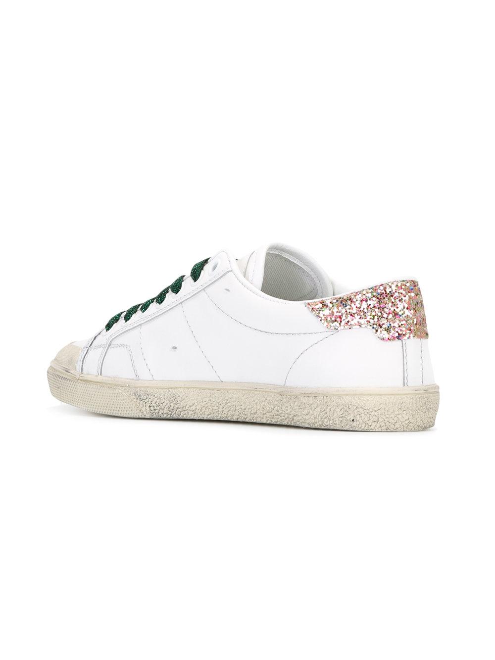 Saint Laurent SL/37 Diamond Sneakers Saint Laurent Mens SL 37 Surf Court Diamond White Flat Low  main image 4