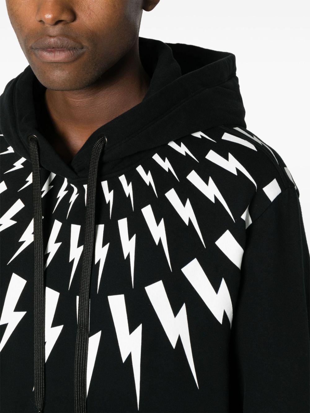 Neil Barrett Thunderbolt print Cotton Hoodie in Black for Men Lyst