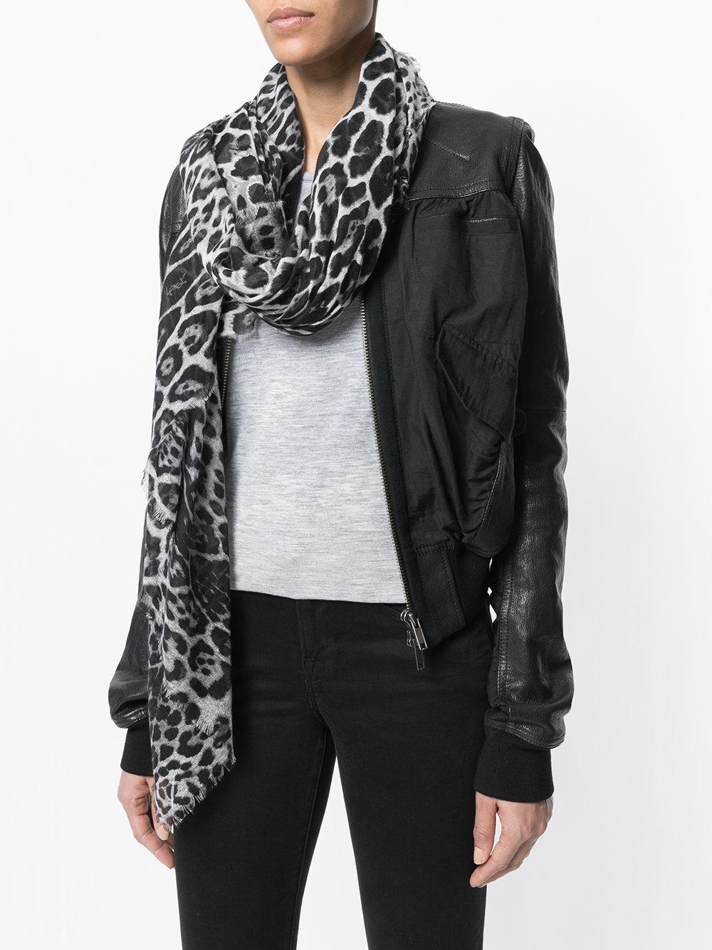 Saint Laurent Cashmere Animal Print Scarf in Black - Lyst