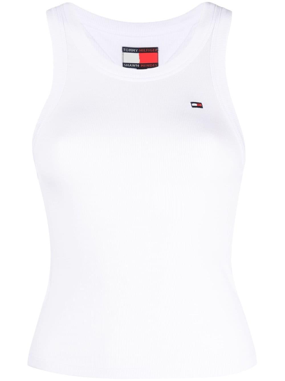 Tommy Hilfiger Logo-embroidered Ribbed Tank Top in White | Lyst
