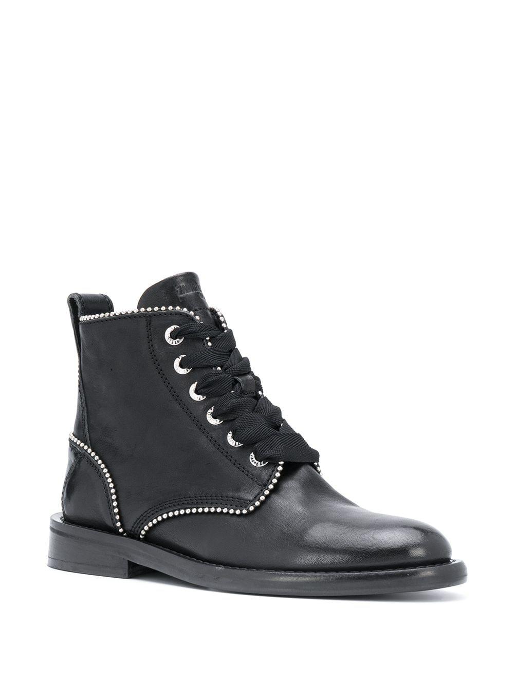 Zadig & Voltaire Studded Lace-up Leather Boots in Black - Lyst
