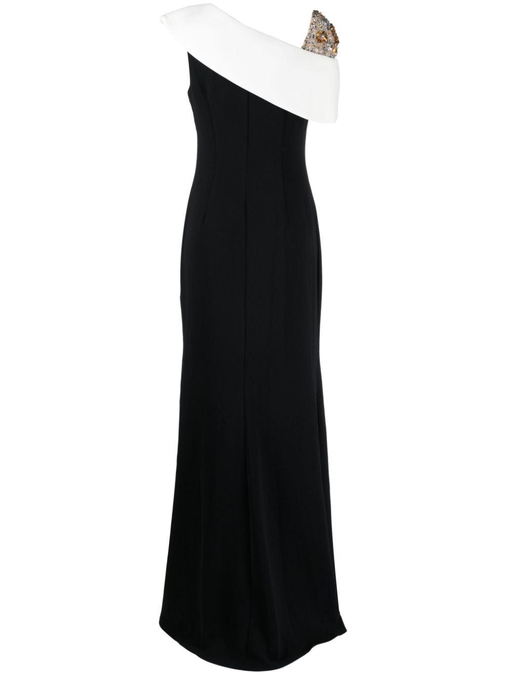 One shoulder embellished discount gown badgley mischka