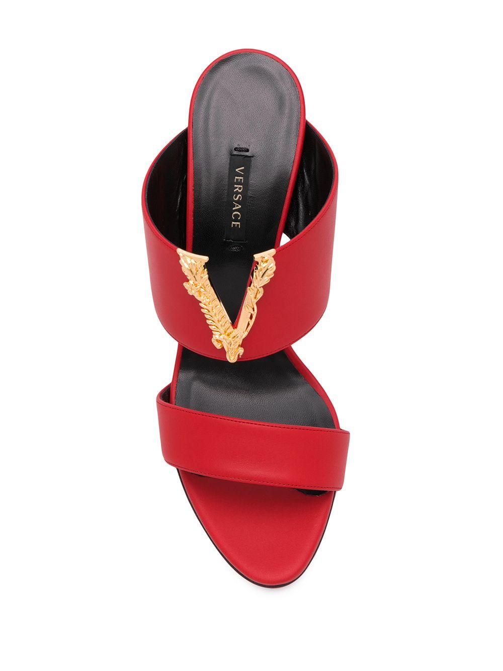 Versace Virtus Strappy Mules in Red | Lyst