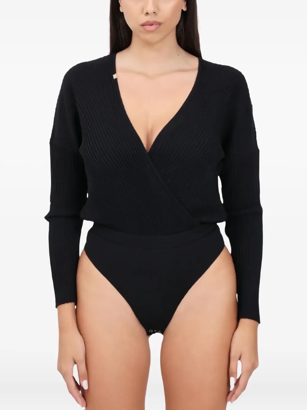 スリップ・インナー・キャミ ELISABETTA FRANCHI BLACK VISCOSE BODYSUIT Elisabetta Franchi Bodysuits for Women | Online Sale up to