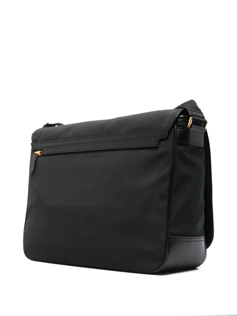 TOM FORD【ナイロンメッセンジャーバッグ☆ブラック】関税送料込 Black Leather-Trimmed Recycled-Nylon Messenger Bag | TOM