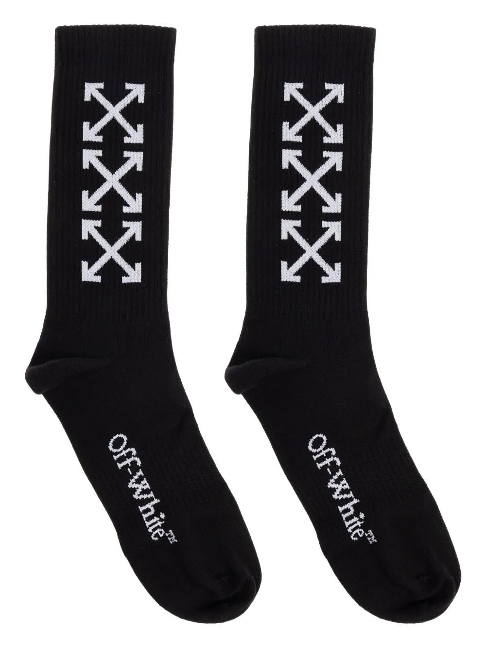 Off-White Arrow Mid Length Socks ブラック Black Arrow Mid Socks in BLACK for Men | Off-White™