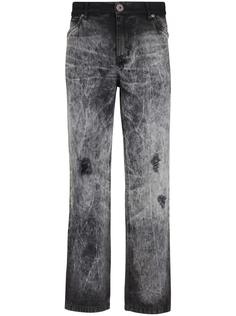 Balmain Stonewash Straight Jeans in Grey for Men Lyst UK
