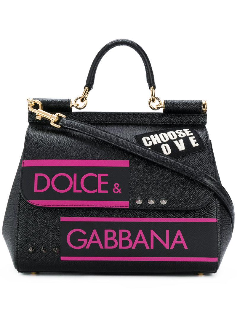 Dolce & Gabbana Leather Choose Love Handbag in Black - Lyst