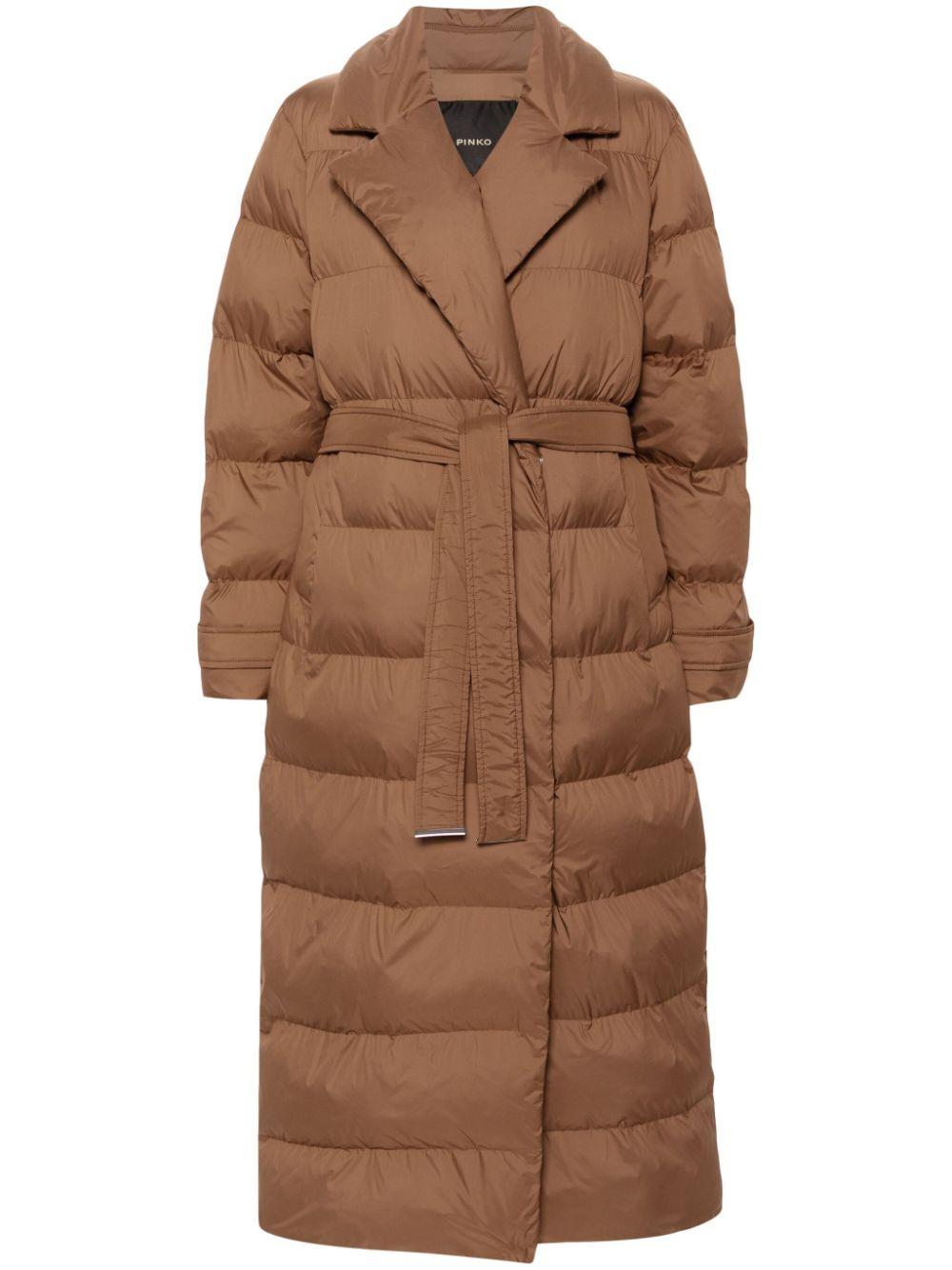 Pinko Taccuino Puffer Coat in Brown Lyst
