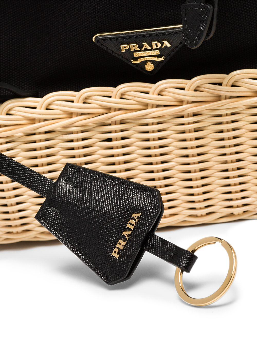 Prada Middolino Suede And Raffia Basket Bag in Black | Lyst Australia