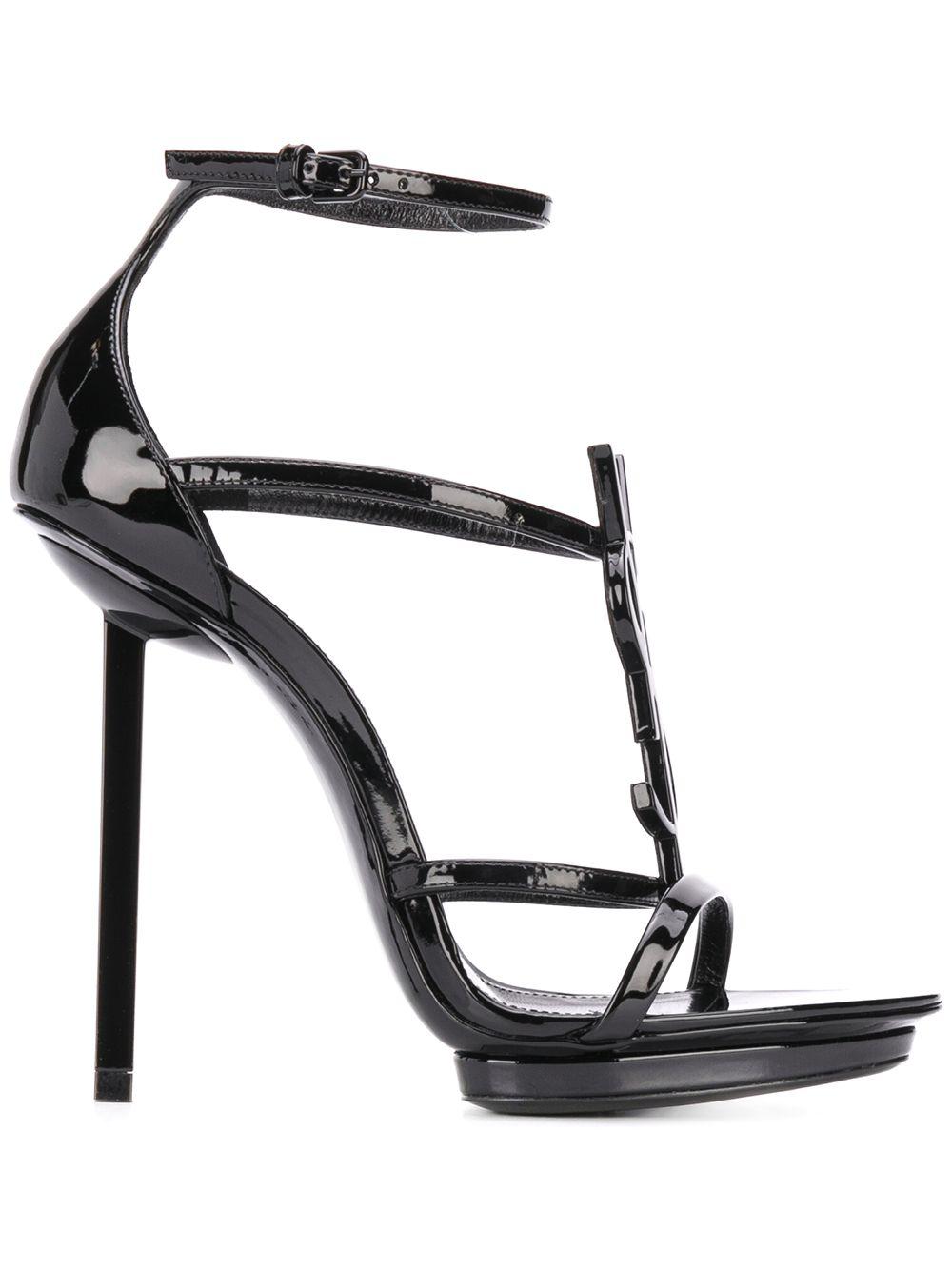 saint laurent black cassandra heeled sandals