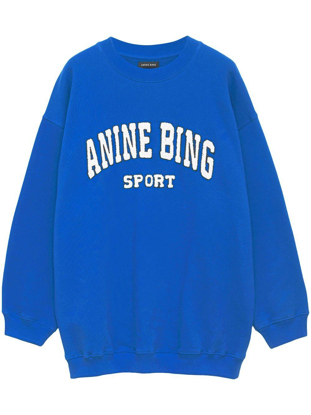 Anine Bing Tyler Appliqué-lettering Sweatshirt in Blue | Lyst