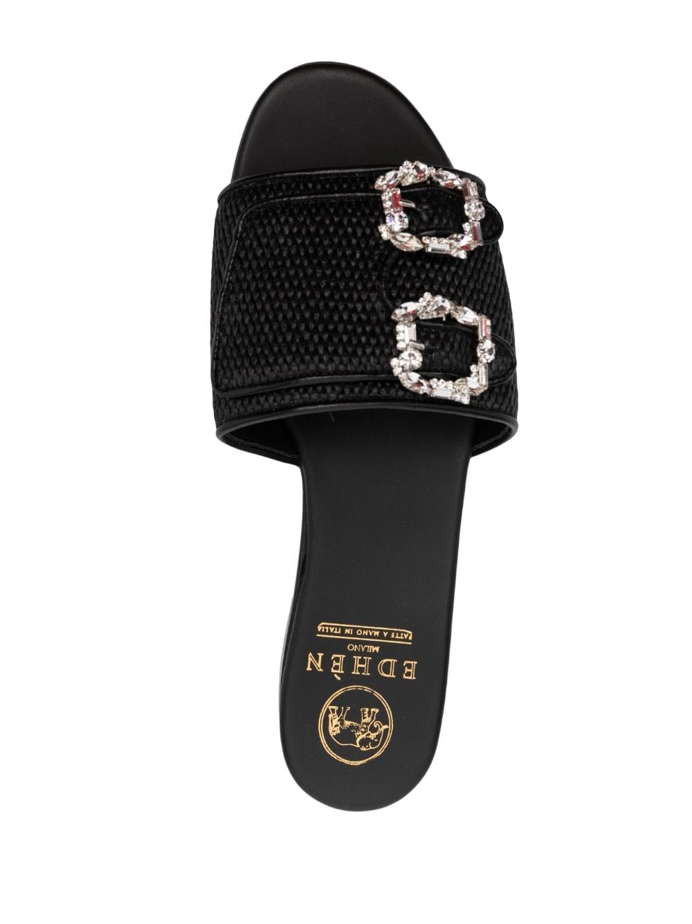 Edhen Milano Double-buckle Flat Sandals in Black | Lyst