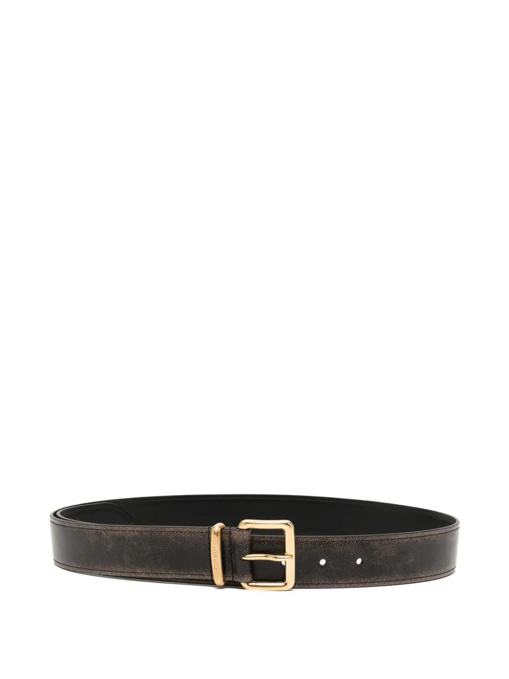 【関税&送料込】Miu Miu Belts Black Miu Miu logo-embellished Leather Belt | Black | FARFETCH