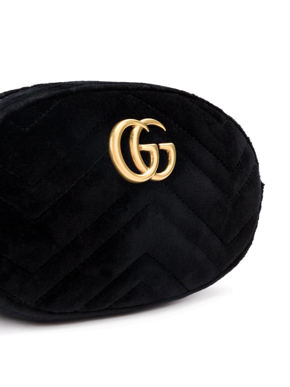 Gucci Marmont Velvet Belt Bag in Black - Lyst
