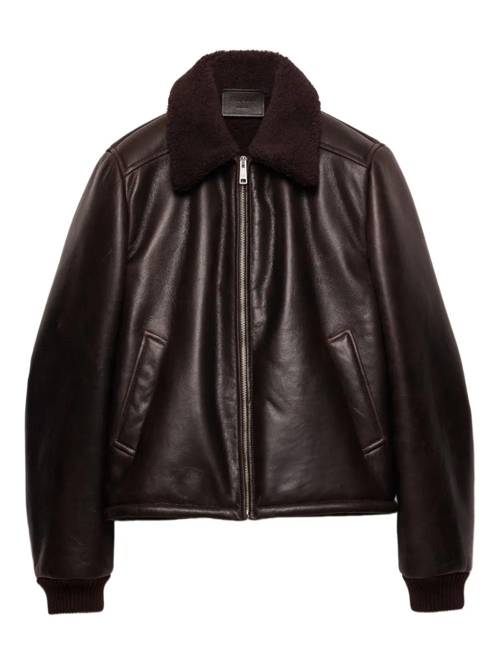 prada-brown-Shearling-Collar-