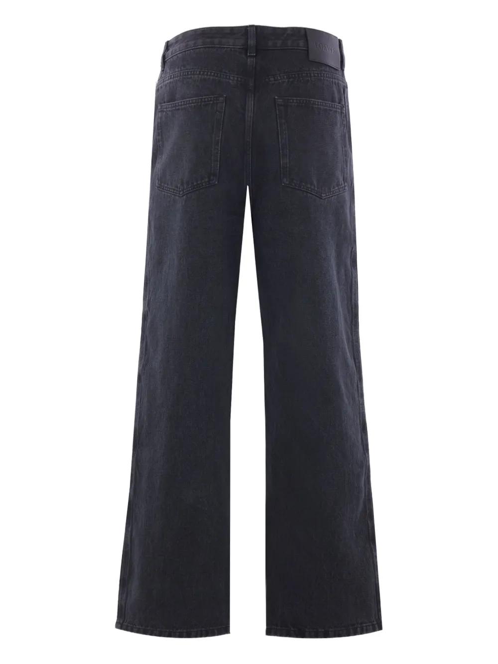 大人気【LOEWE】Anagram embroidered high-rise wide-leg jeans LOEWE Anagram Baggy appliquéd high-rise wide-leg jeans | NET