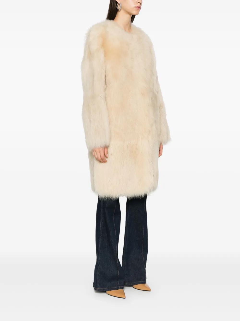 【Zimmermann】ILLUSTRATION SHEARLING COAT ファー コート Zimmermann Illustration Shearling Jacket in Cream | FWRD
