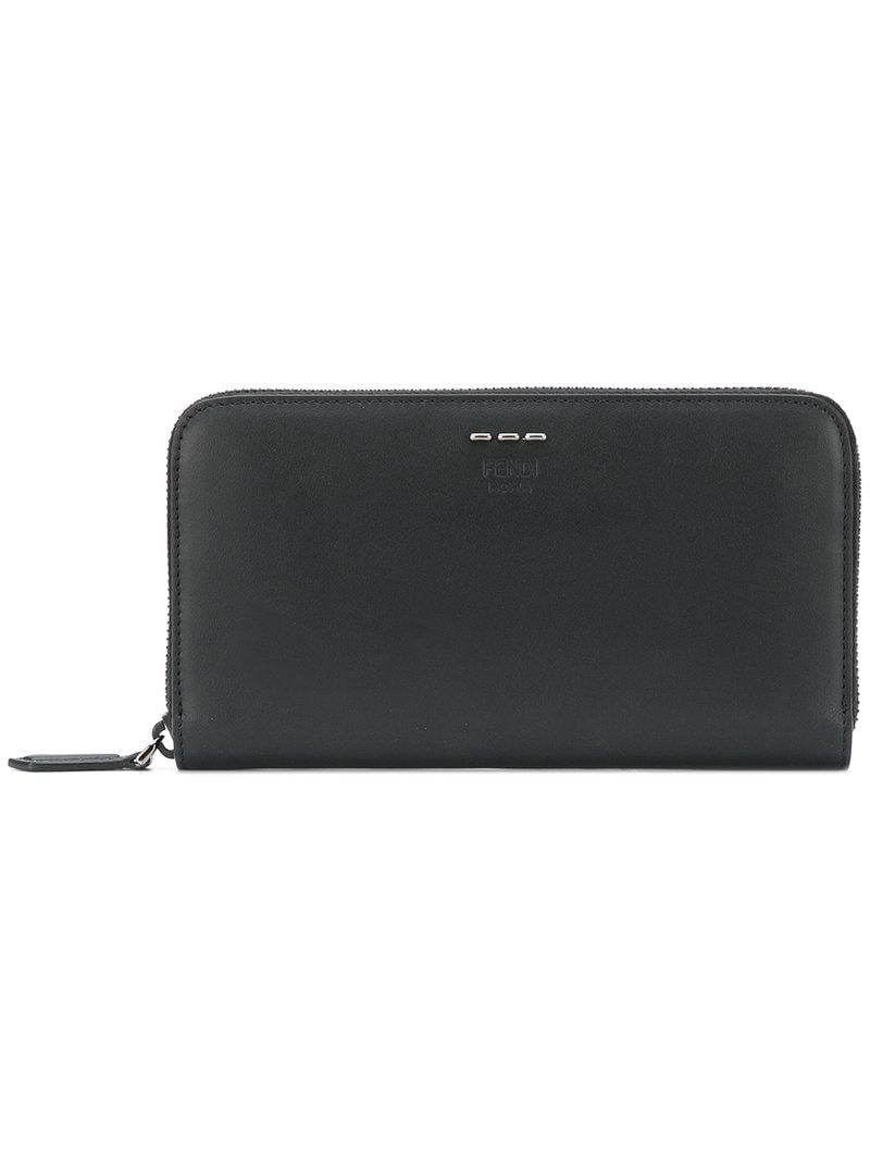 Fendi Leather Classic Zip Wallet in Black - Lyst