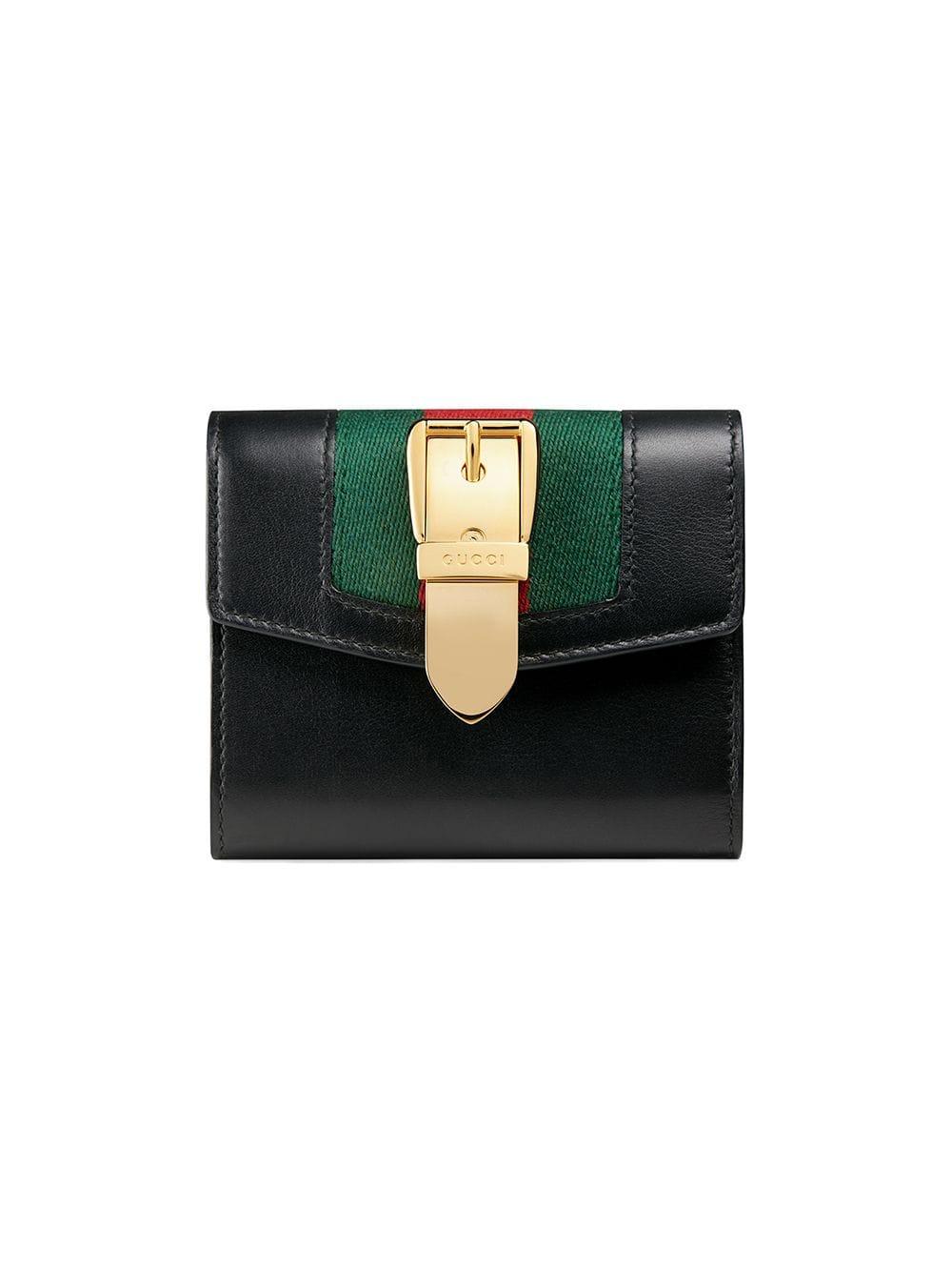 Gucci Sylvie Leather Wallet in Black | Lyst