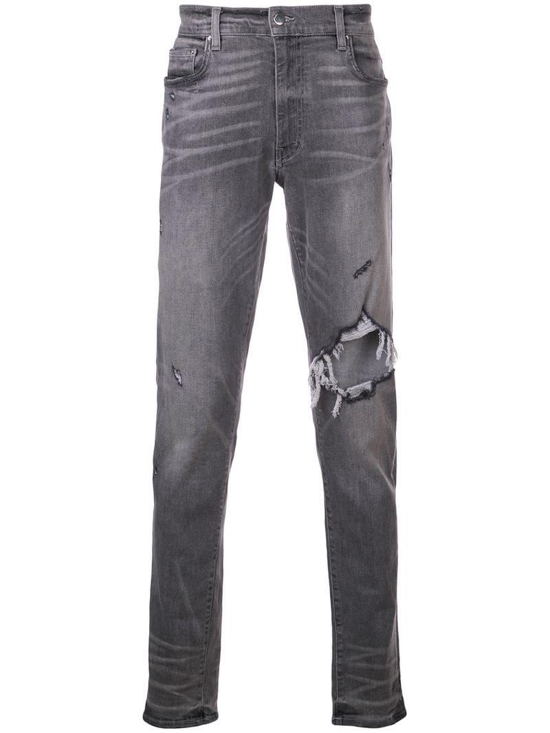 Amiri Distressed Jeans in Gray for Men - Lyst