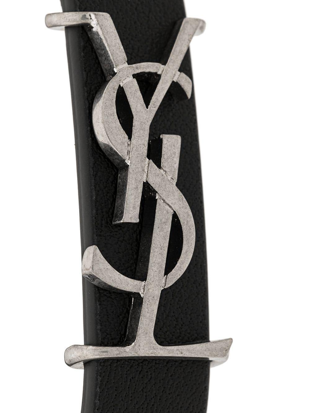 Saint Laurent Leather Ysl Bracelet in Black | Lyst