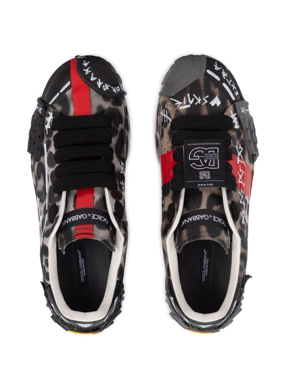 Dolce & Gabbana Portofino Graffiti-print Sneakers in Black  display picture 2
