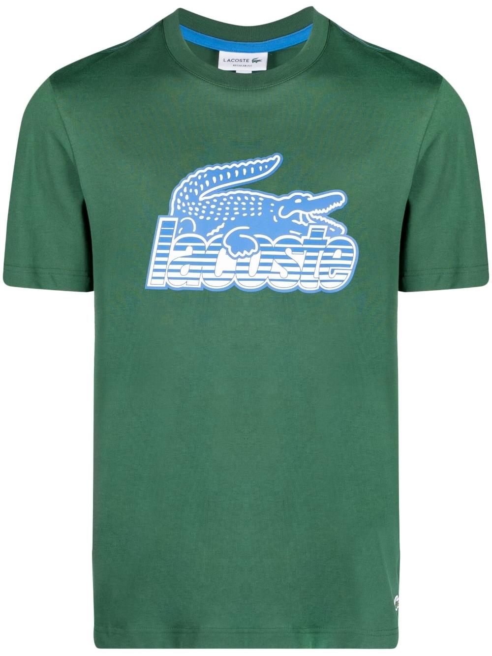 scaring buffet disharmoni Lacoste Logo-print Cotton T-shirt in Green for Men | Lyst