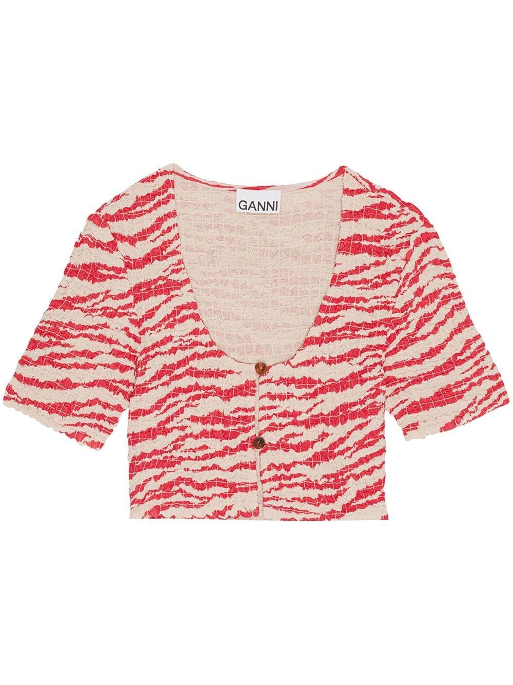Zubaz Women's Scarlet Crew Crop Top Zebra Slee Produktbild-Vorschau 12