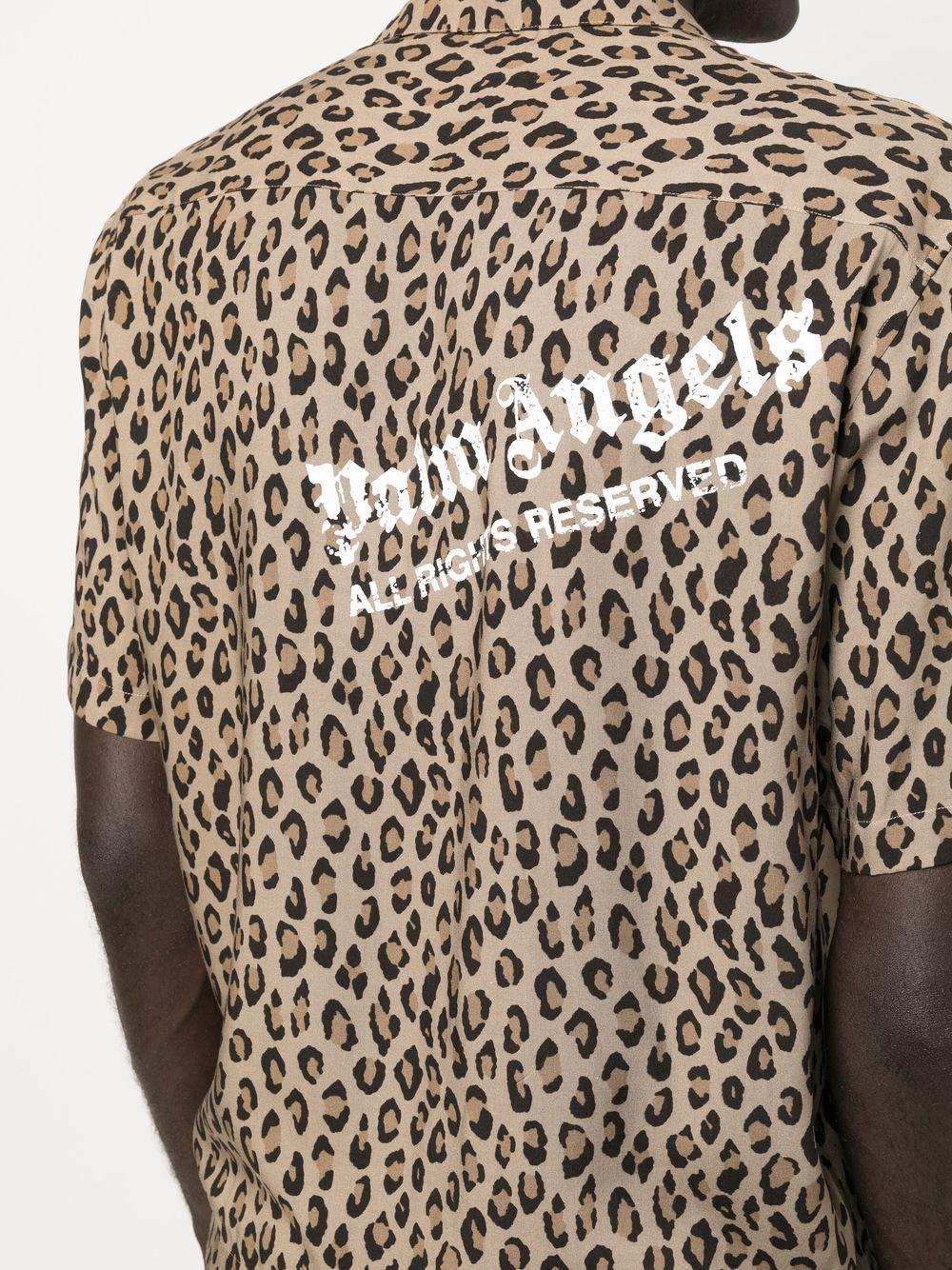 Palm Angels Leopard-print Short-sleeve Shirt in White for Men | Lyst