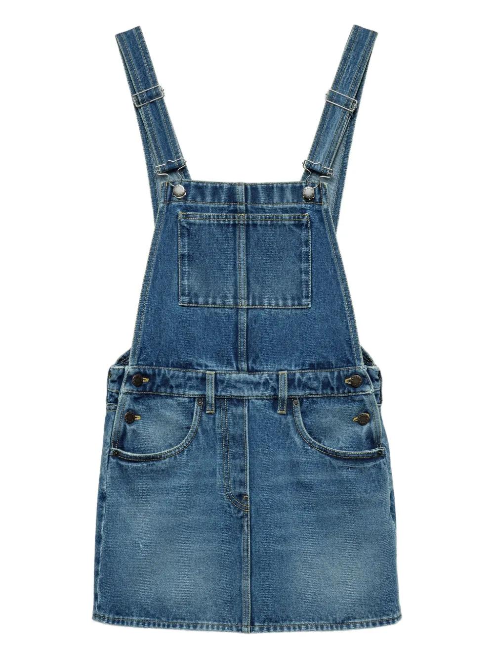 dungaree mini dress Womens Next Mid Blue Denim Dungaree Mini Dress US 12 Tall
