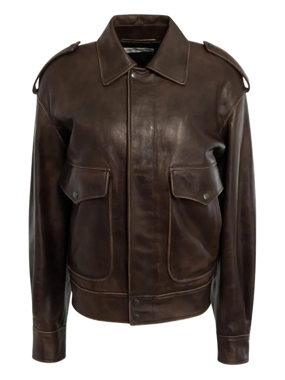 レザージャケット・コート SAINT LAURENT DARK BROWN LEATHER JACKET Saint Laurent Dark Brown Leather Jacket | italist