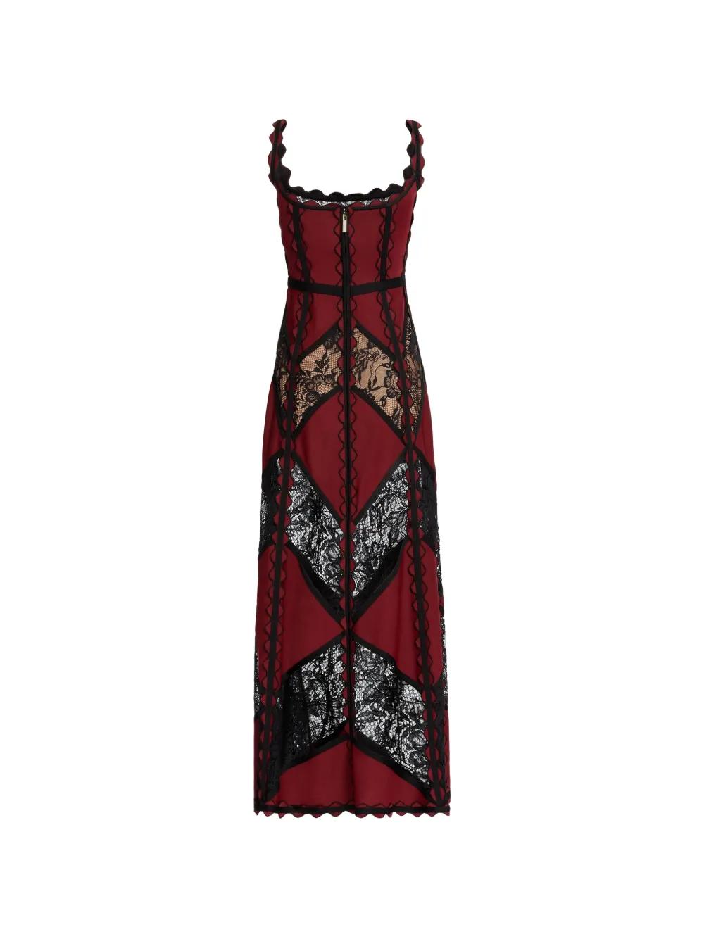 Elie Saab Lace-Detail Maxi Dress in Red | Lyst Elie Saab Lace-Detail Maxi Dress in Red | Lyst