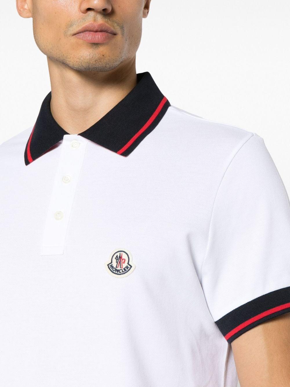 Moncler Logo-patch Piqué Polo Shirt in White for Men | Lyst