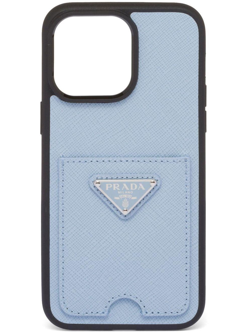 Prada Saffiano Leather Iphone Pro Max 14 Case in Blue | Lyst