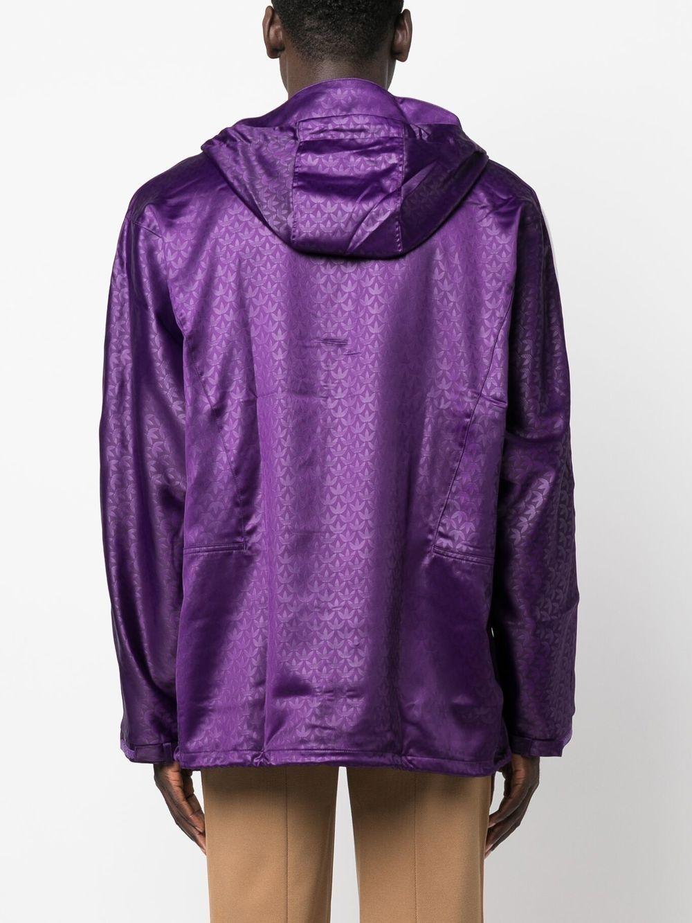 adidas Monogram-pattern Print Hooded Coat in Purple for Men
