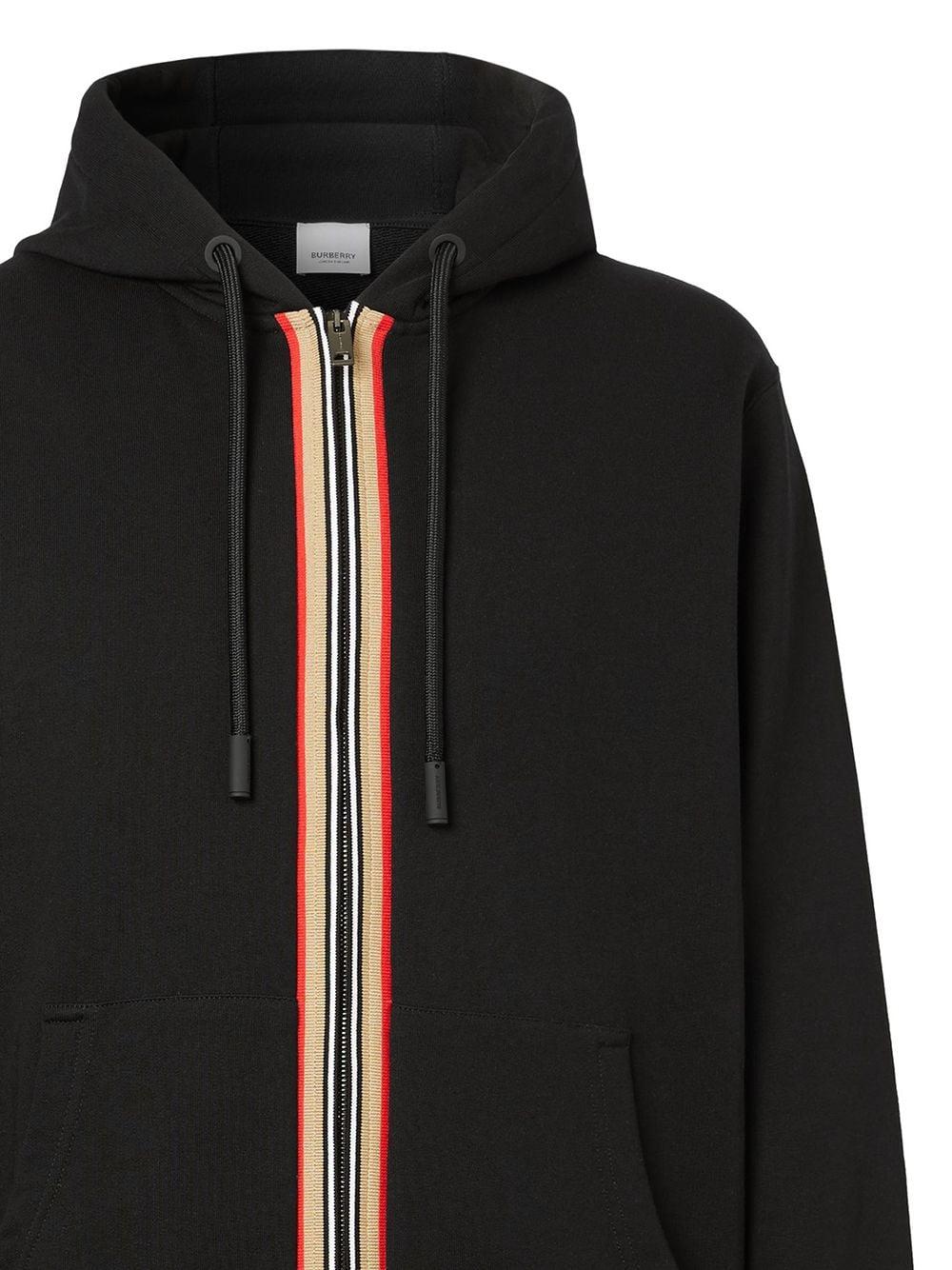 Burberry Cotton Icon Stripe Zip-up Hoodie in Black for Men - Lyst