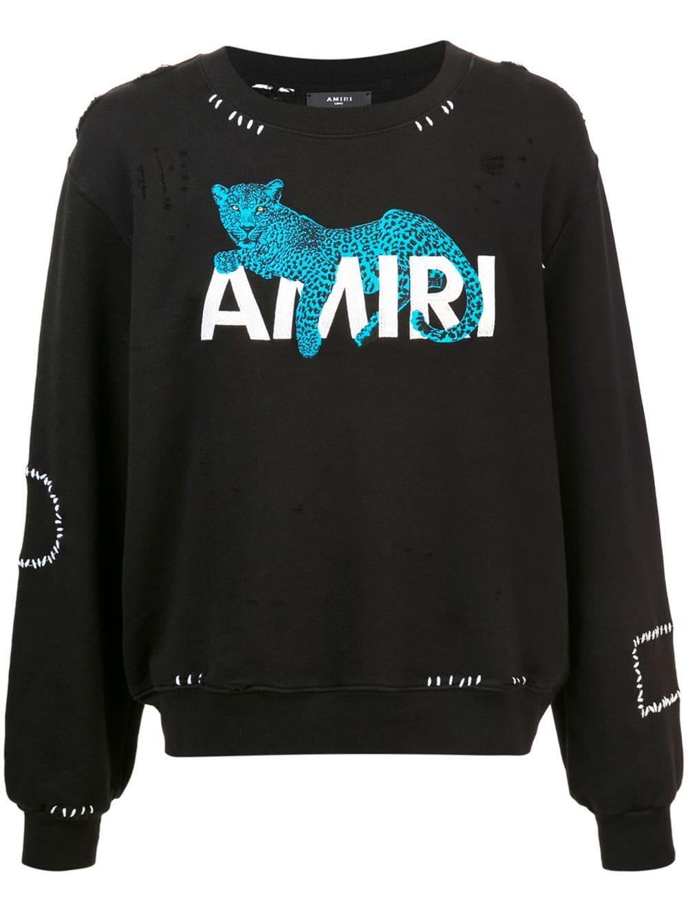 Amiri Leopard Logo Sweater in Black for 