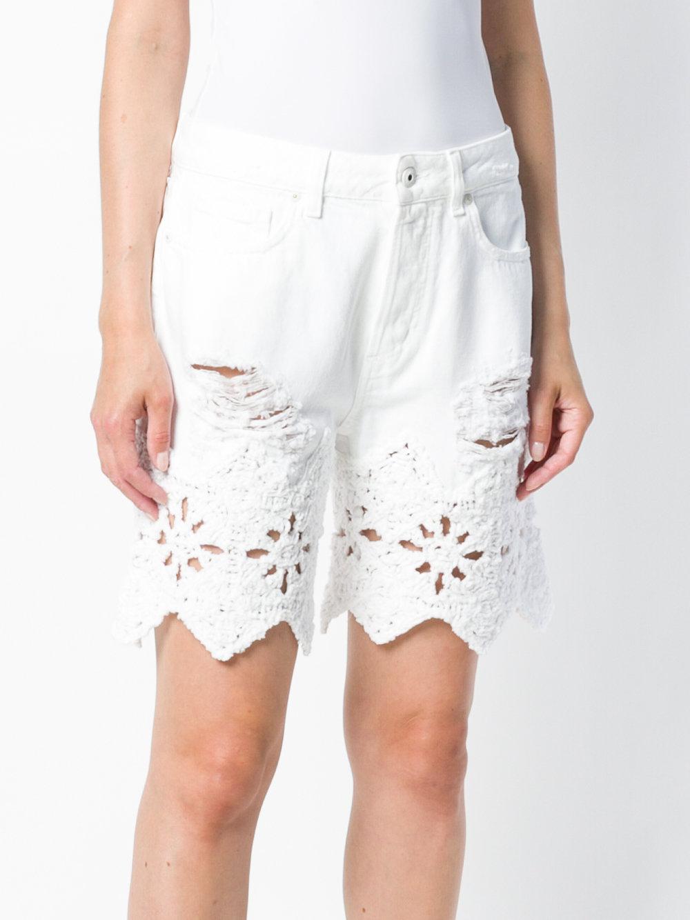 macrame jean shorts