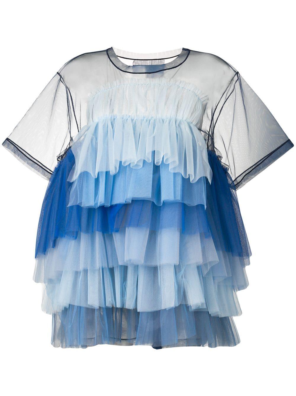 Viktor Rolf Tiered Tulle Dress In Blue Lyst