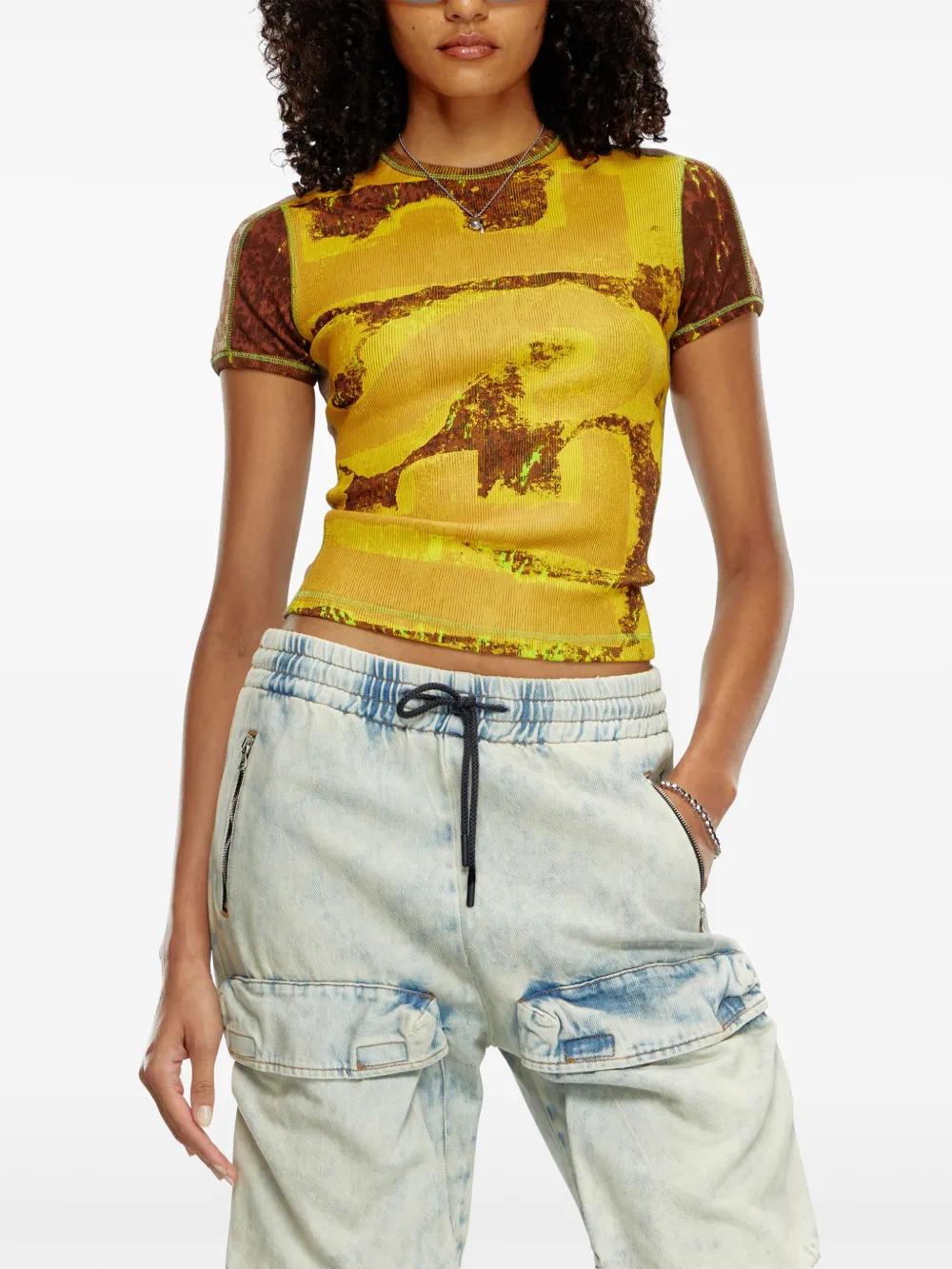 DIESEL T-Ele-Long-P5 T-Shirt in Yellow | Lyst