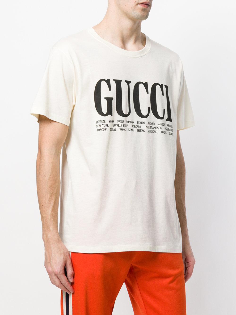 Gucci World Cities Print T-shirt in White for Men - Lyst