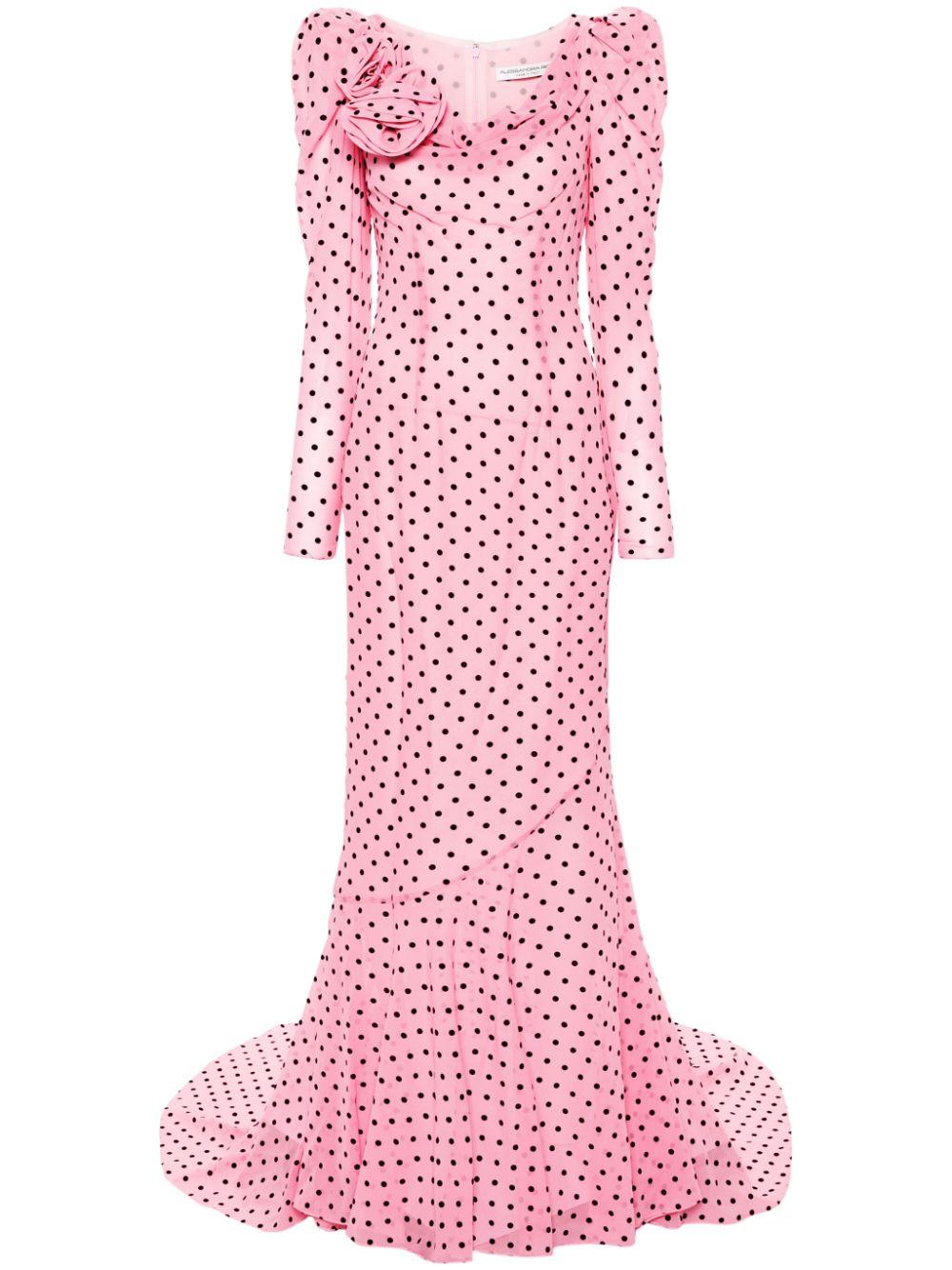 Alessandra Rich Floral-appliqué Polka Dot Dress in Pink Lyst UK