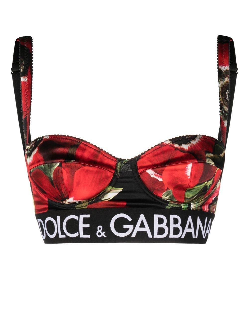 Dolce & Gabbana Floral-print Balconette Bra in Red