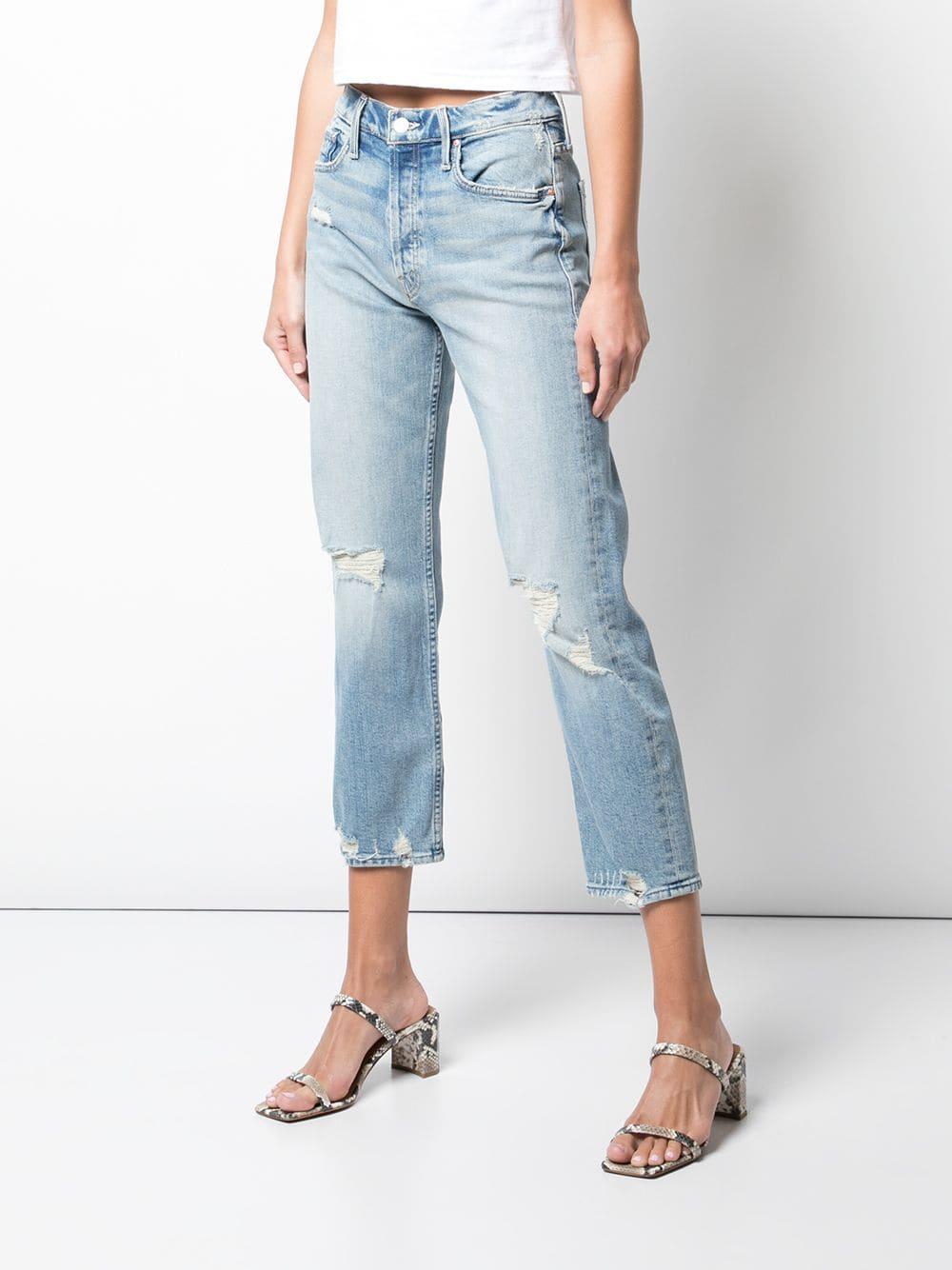 Mother Denim Tomcat Cropped Jeans in Blue - Lyst