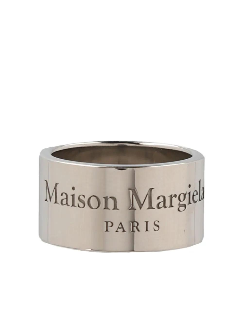 指輪・リング Maison Margiela Silver Ring With Engraved Logo Maison Margiela Logo Ring - Silver | Garmentory